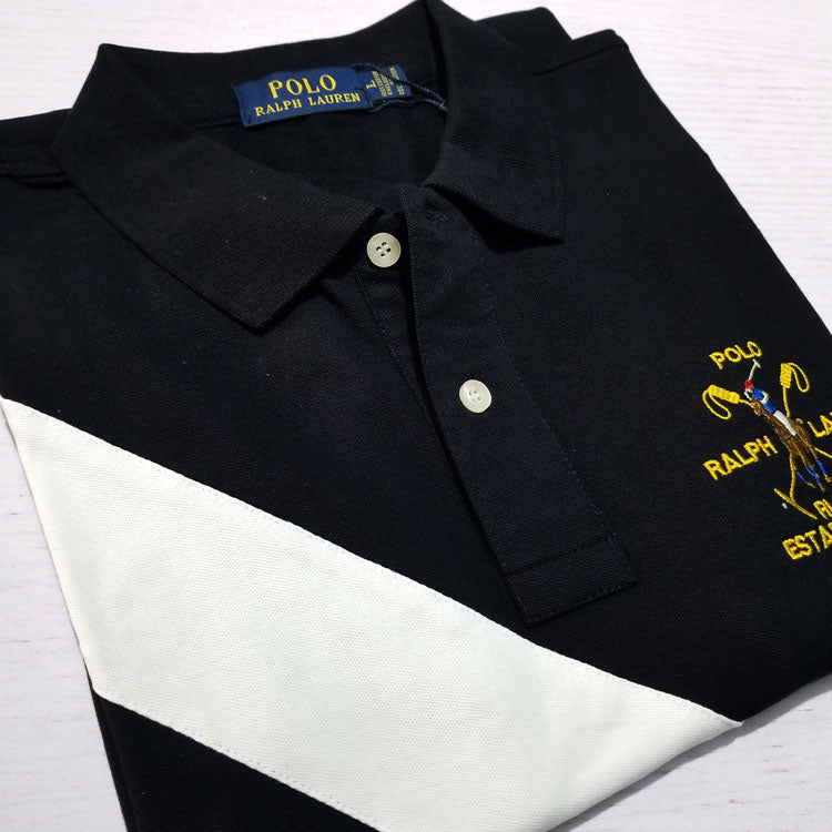 PRL trophy two toned polo shirt | Black