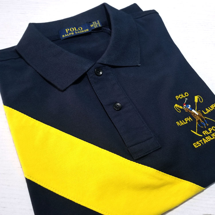 PRL trophy two toned polo shirt | Navy blue