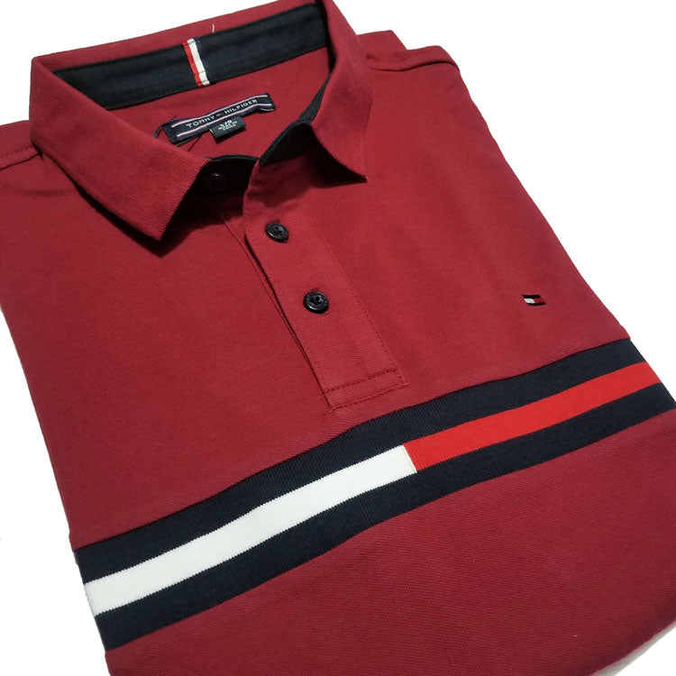 Longsleeve THF designer polo for men | Wine