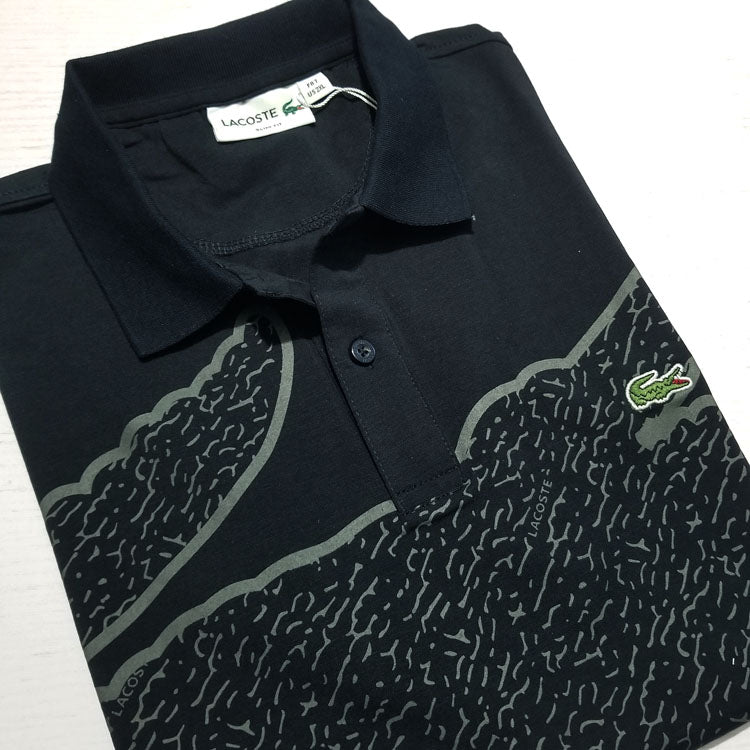 LST croc print polo shirt | Navy blue