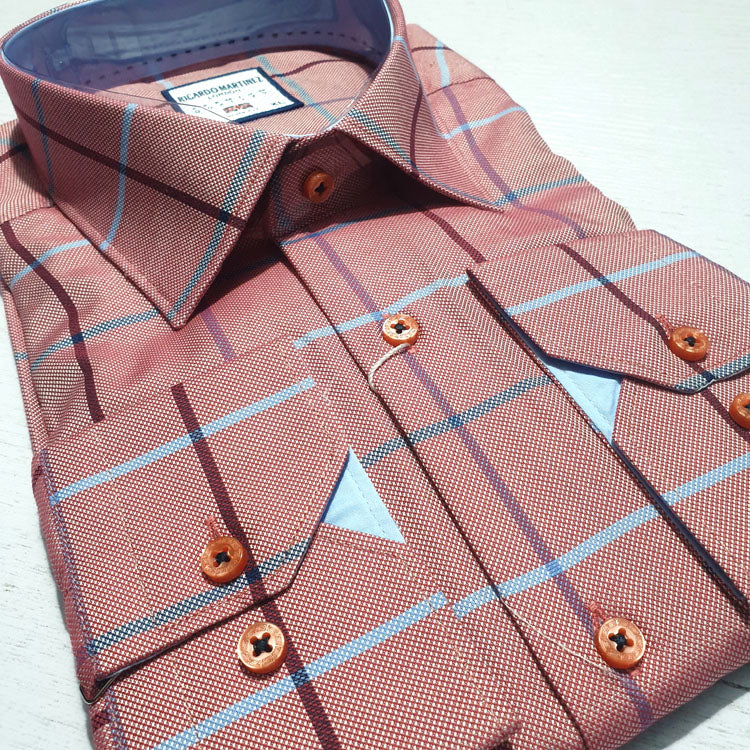Ricardo Martinez two-toned check Shirt | Peach