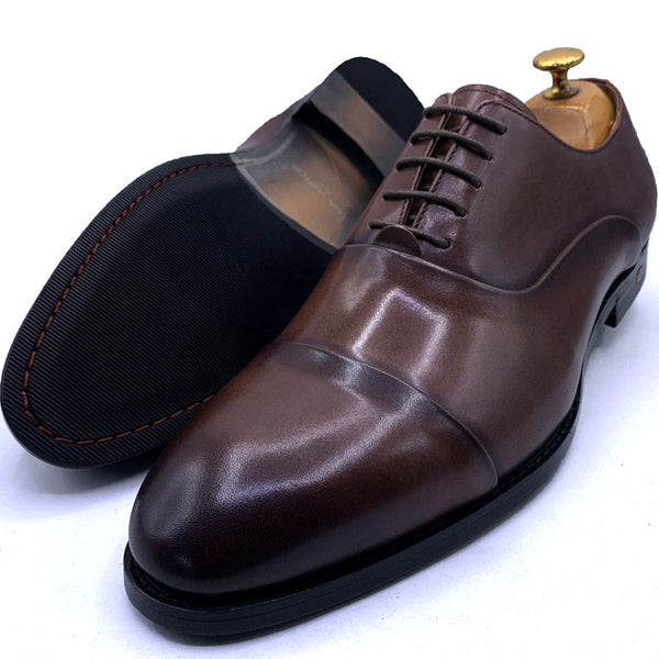 LV capped leather laceup shoe | Brown