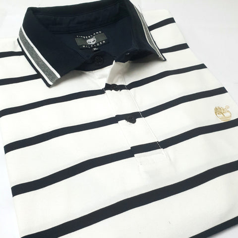TMB designer striped polo shirt | White