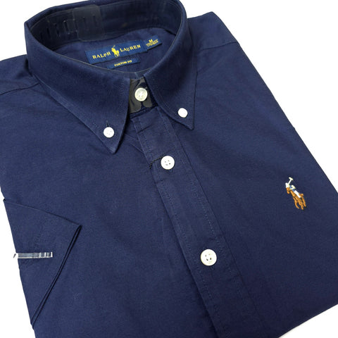Shortsleeve PRL designer men's dress Shirt | Navy blue