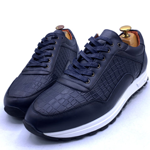 BLTi leather laceup sneakers for men | Navy Blue