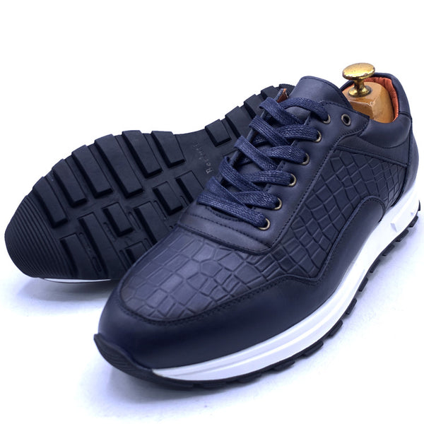 BLTi leather laceup sneakers for men | Navy Blue