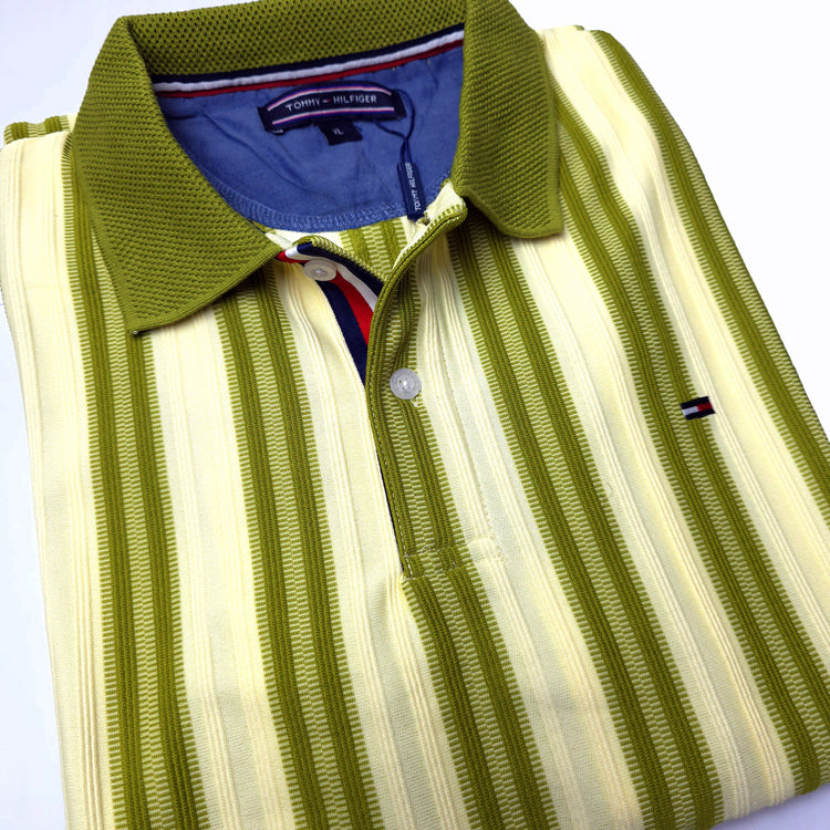 THF textured two toned polo shirt | Olive