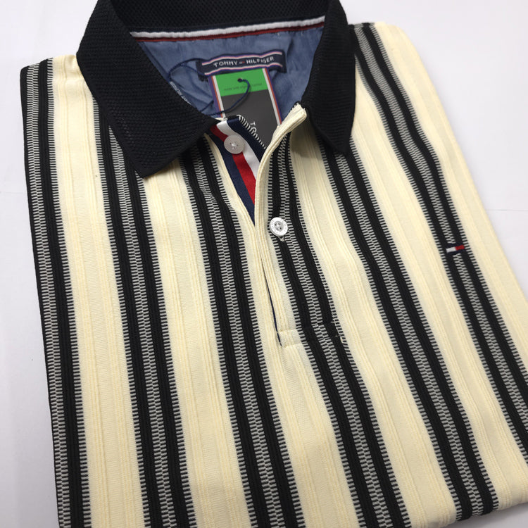 THF textured two toned polo shirt | Beige/Black