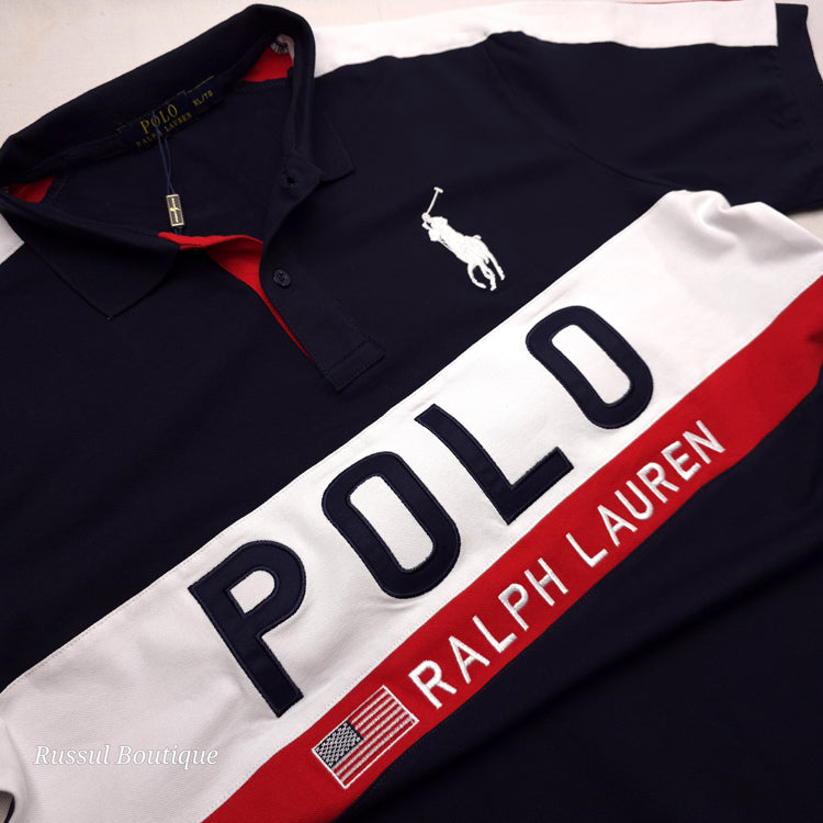 PRL Bold crested plain polo shirt | Navy blue