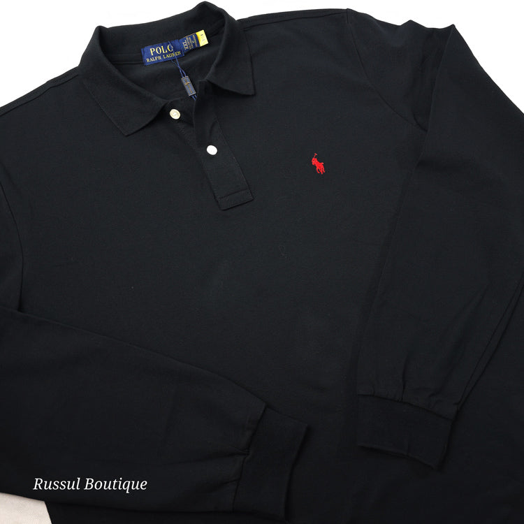 Longsleeve PRL plain polo for men | Black