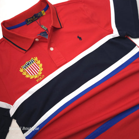 PRL Flags two toned polo shirt | Red