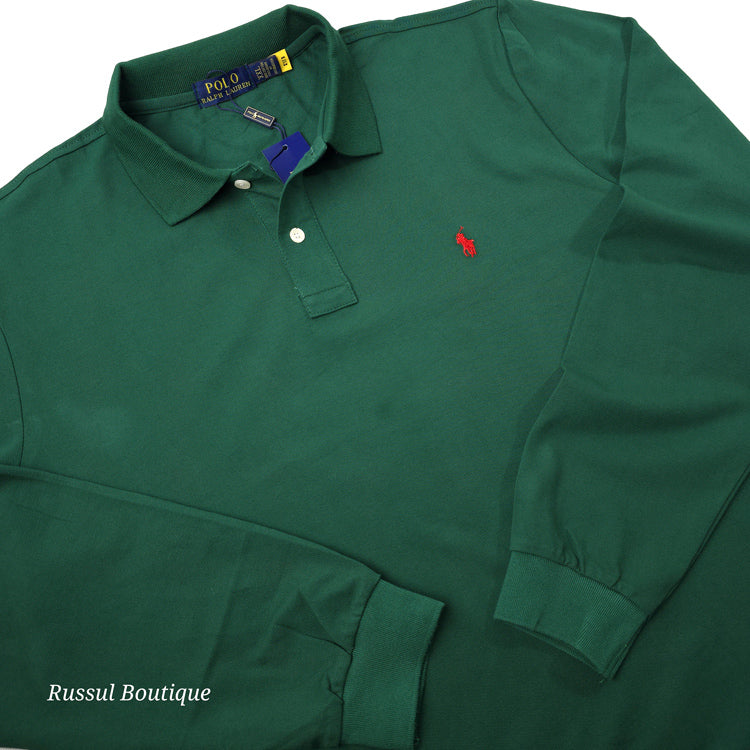Longsleeve PRL plain polo for men | Green