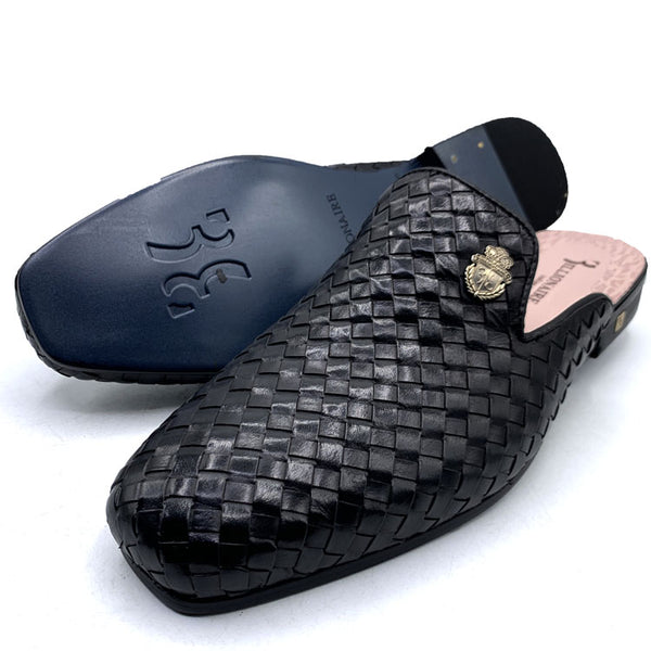 BB weave leather Mules | Black