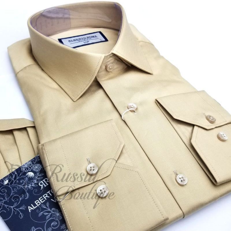 Alberto Classic Shirt For Men | Beige Shirts