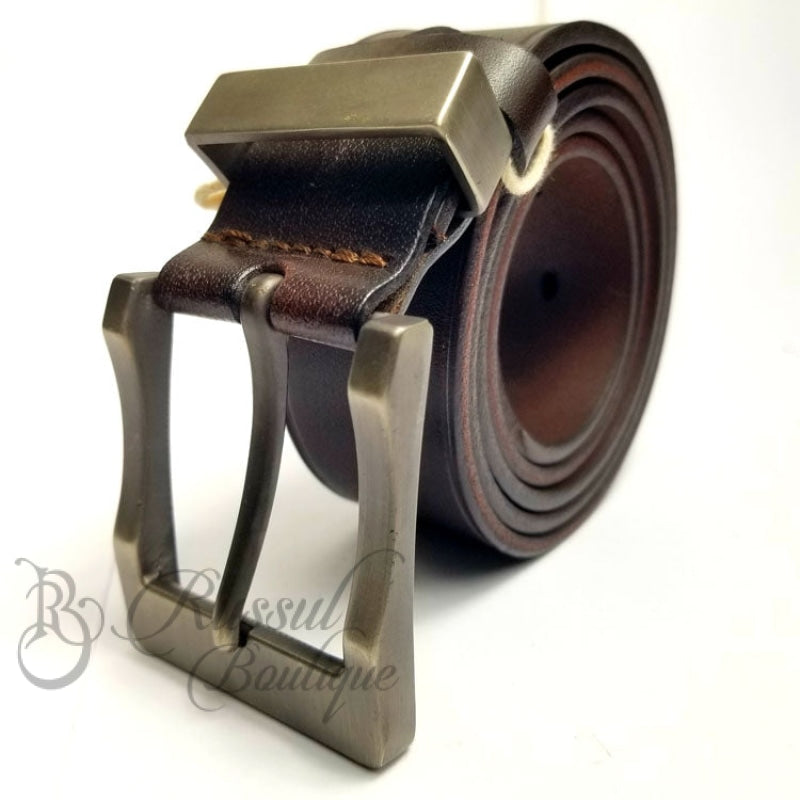 Brown Buckled Leather Belt For Men Belt