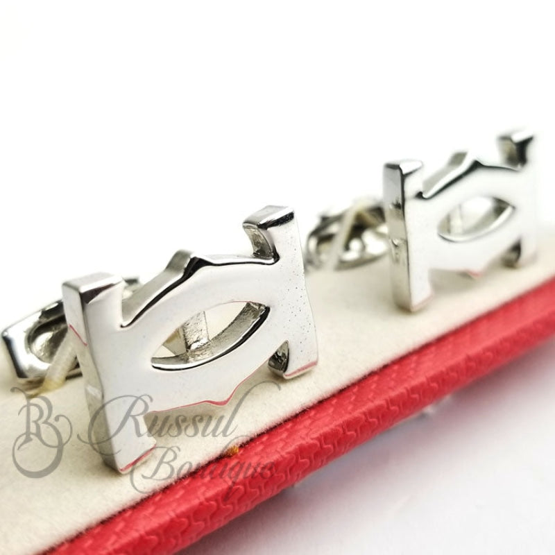 Crt Mens Carved Cufflinks | Silver