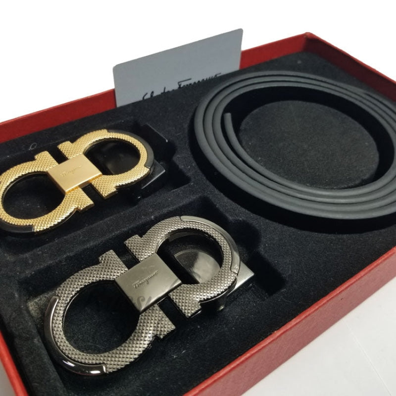 Double Buckle Sf Fine Leather Belt For Men | Black Belt