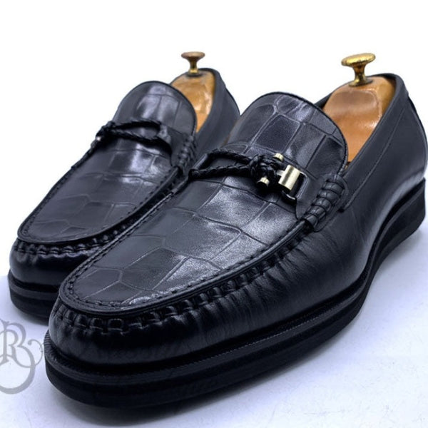 Gb Cracked Leather Loafers | Black