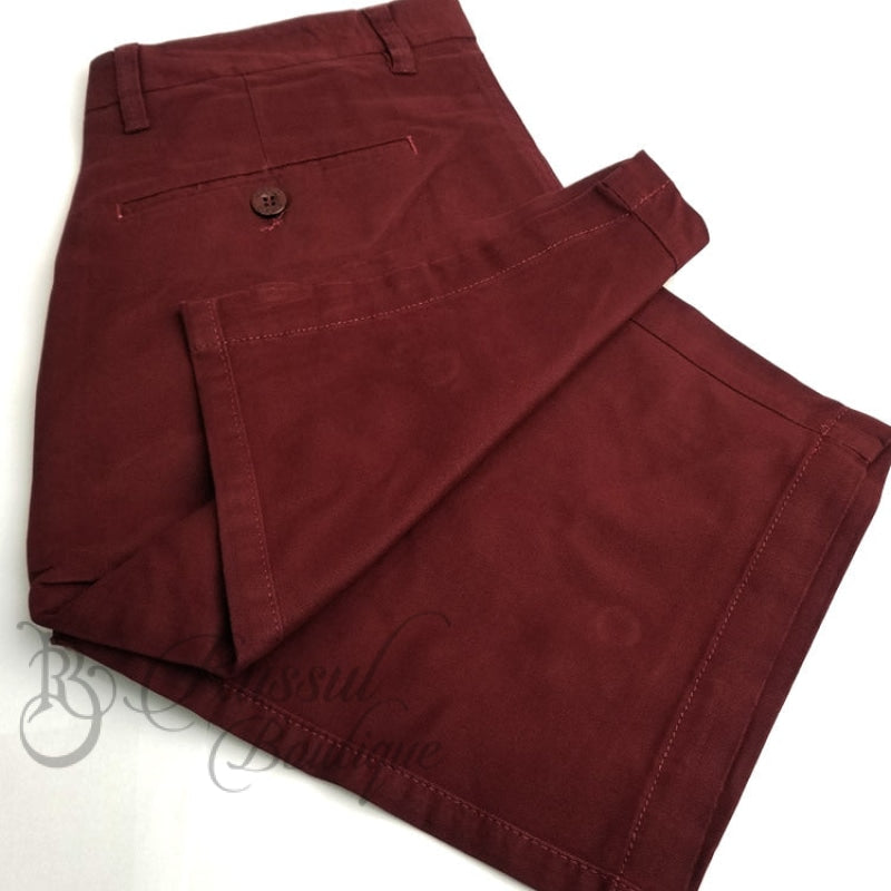 Mens Smart Shorts | Wine Trouser