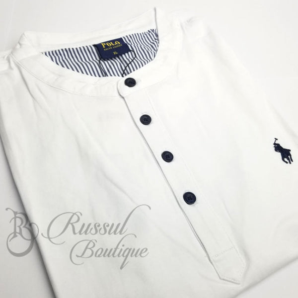 Prl Half Button Tee-Shirt | White Shirts