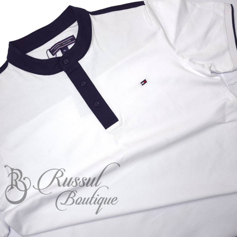 THF half button T-shirt | White polo