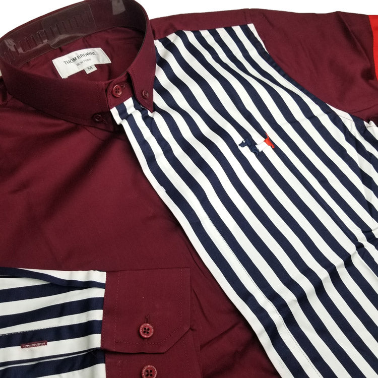 TB side striped designer Dress shirt | Wine