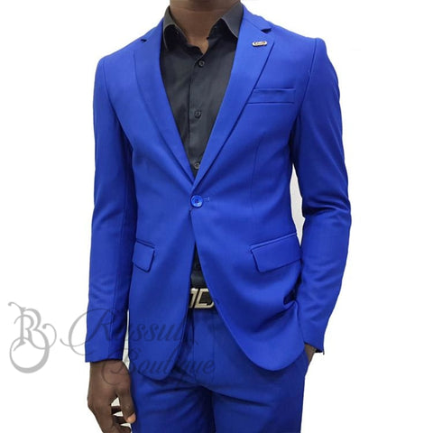 Mens Suit With Single Button |Royal Blue