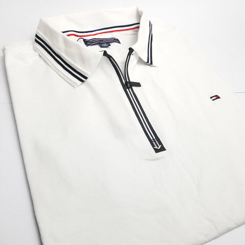 TH Zip neck polo shirt | White