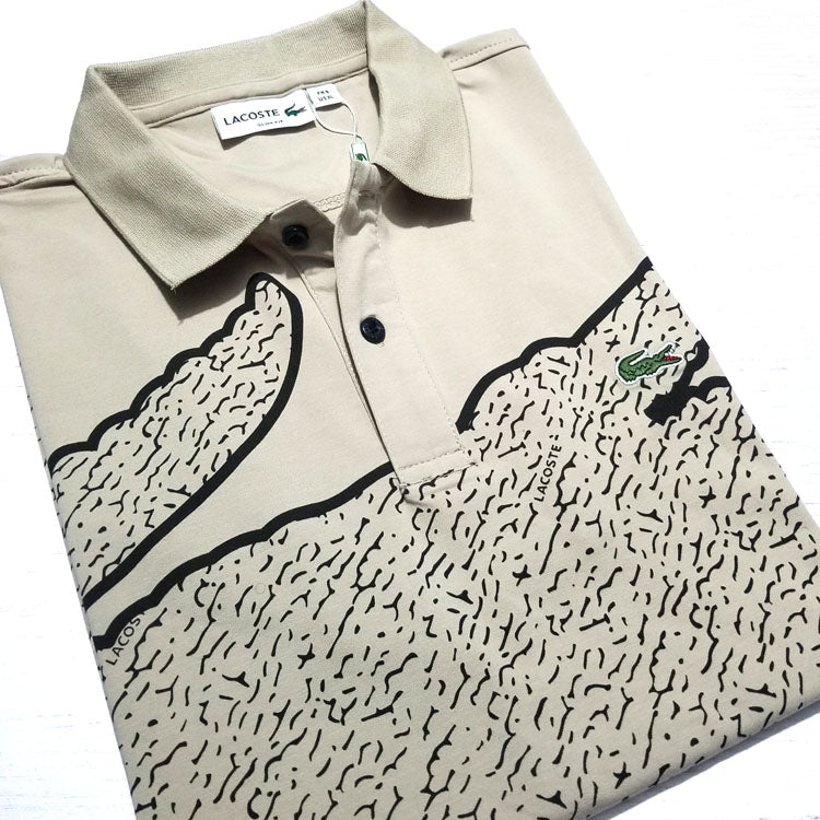 LST croc print polo shirt | Beige