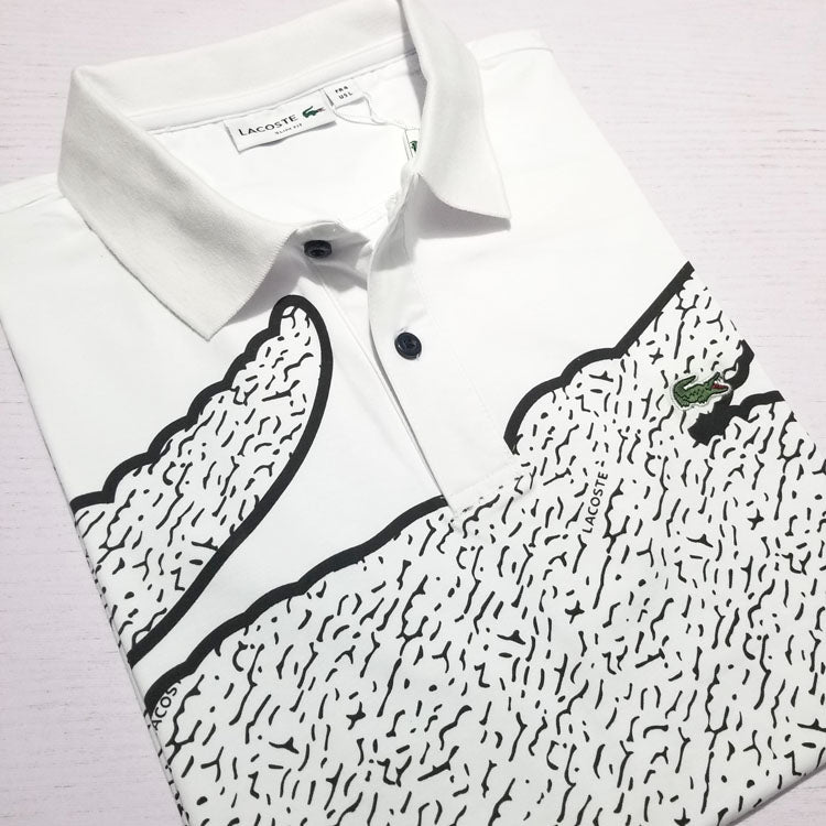LST croc print polo shirt | White