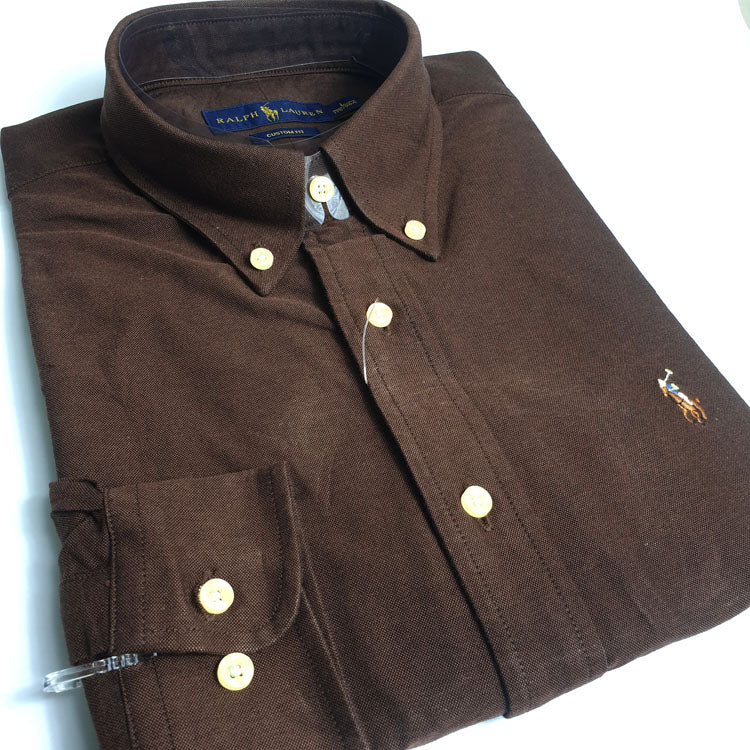 PRL designer men's dress Shirt | Brown