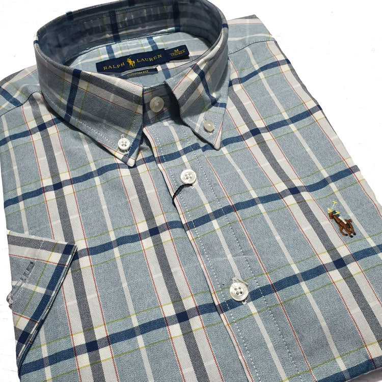 Shortsleeve PRL two toned check Shirt | Light Blue