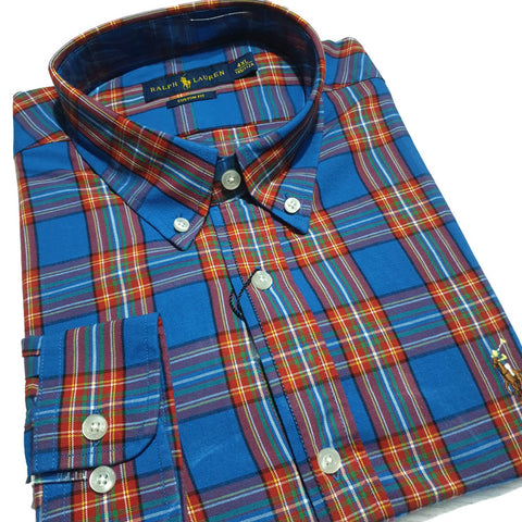 PRL designer two toned check Shirt | Blue