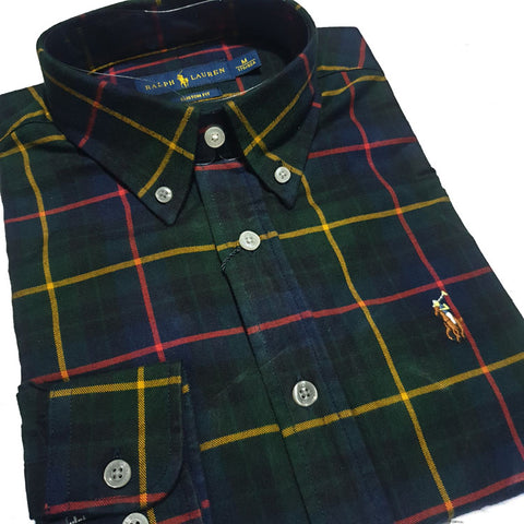 PRL designer two toned check Shirt | Green