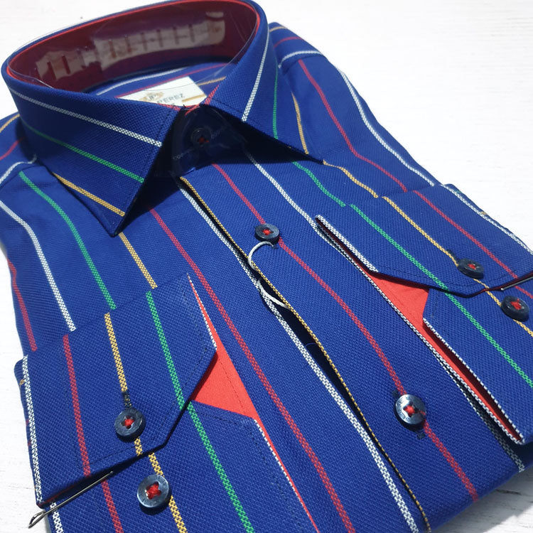 JP two toned striped men's Shirt | Blue