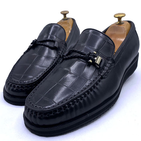GB cracked leather loafers | Black