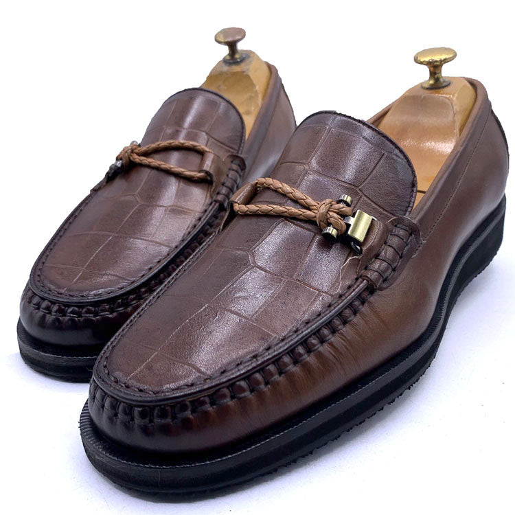 GB cracked leather loafers | Brown