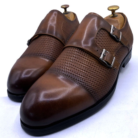 LV textured leather monk shoe | Brown