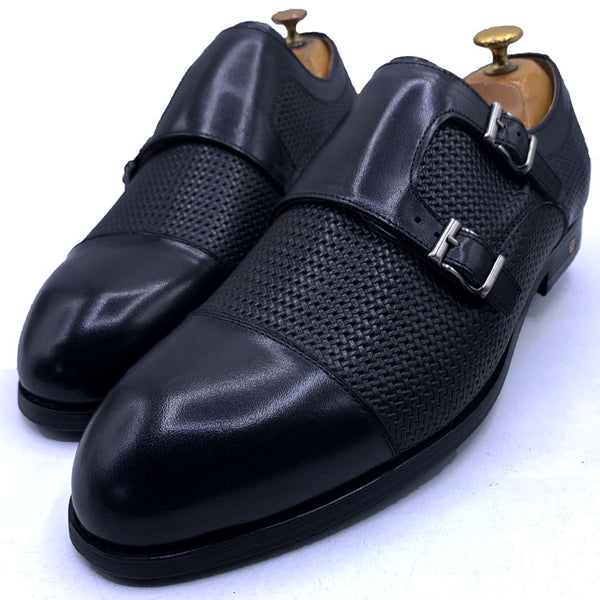 LV textured leather monk shoe | Black