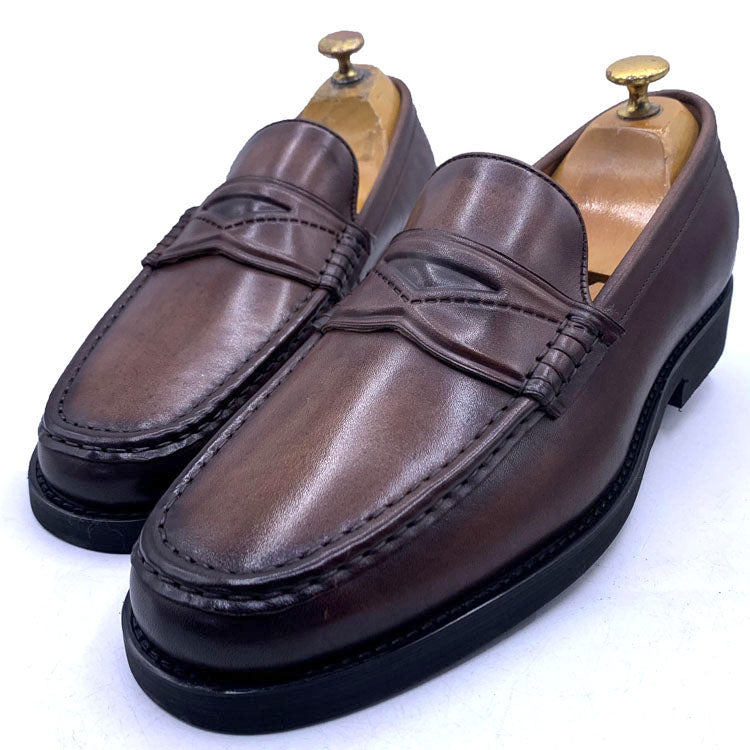 GB leather penny loafers for men | Brown