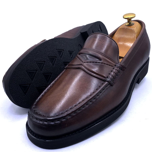 GB leather penny loafers for men | Brown