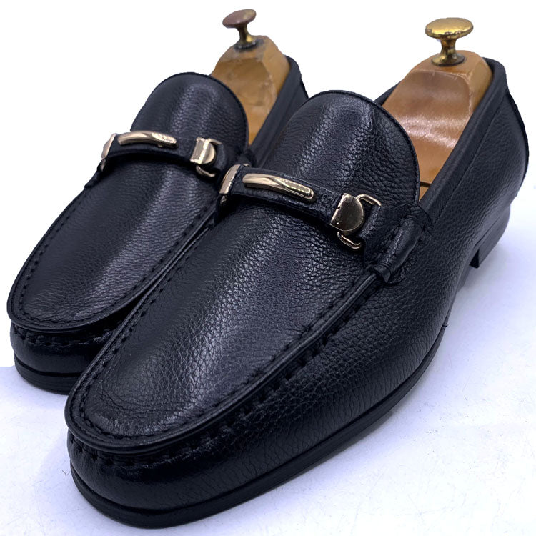 SF regal textured loafers for men | Black