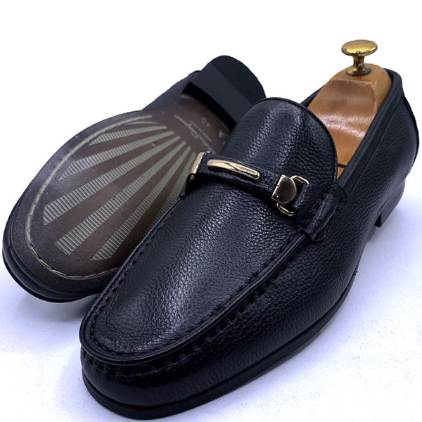 SF regal textured loafers for men | Black