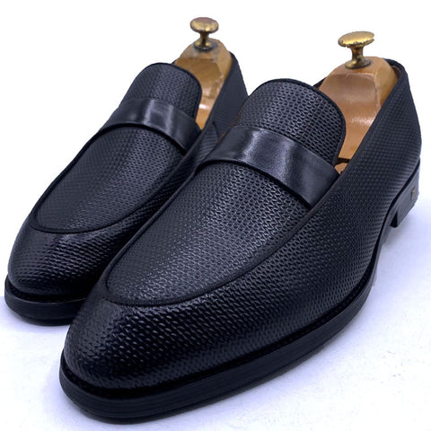 LV. textured penny loafers | Black