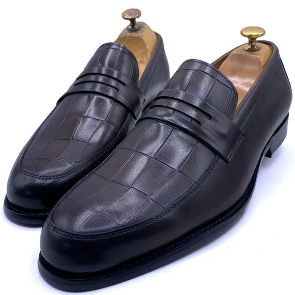 TF cracked men's penny loafers | Brown
