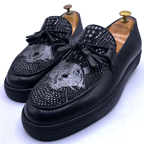 LB King textured tassel black soles | Black