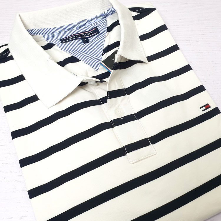 THF stripped designer polo shirt | White