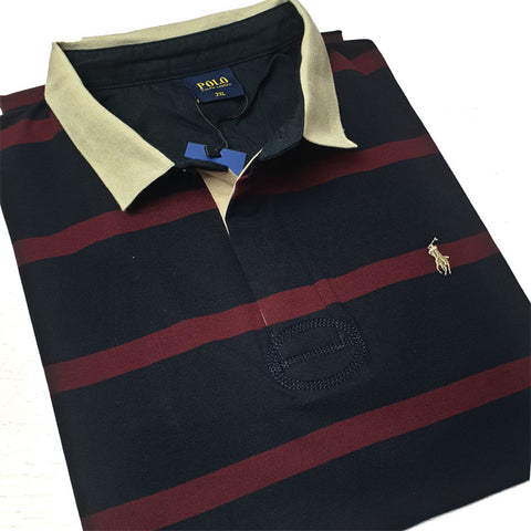 Prl two toned designer polo shirt | Wine/Blue