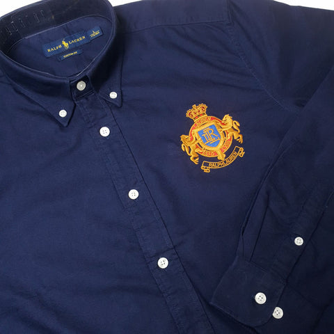 PRL crested dress Shirt | Navy blue