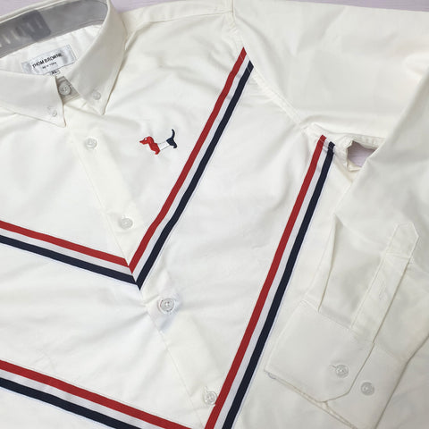 TB V-Pattern dress Shirt for Men | White